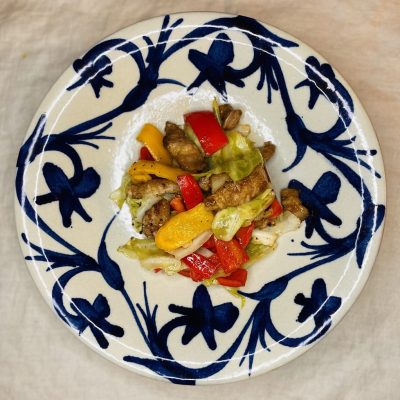 キャベツと豚バラ肉のソース炒め